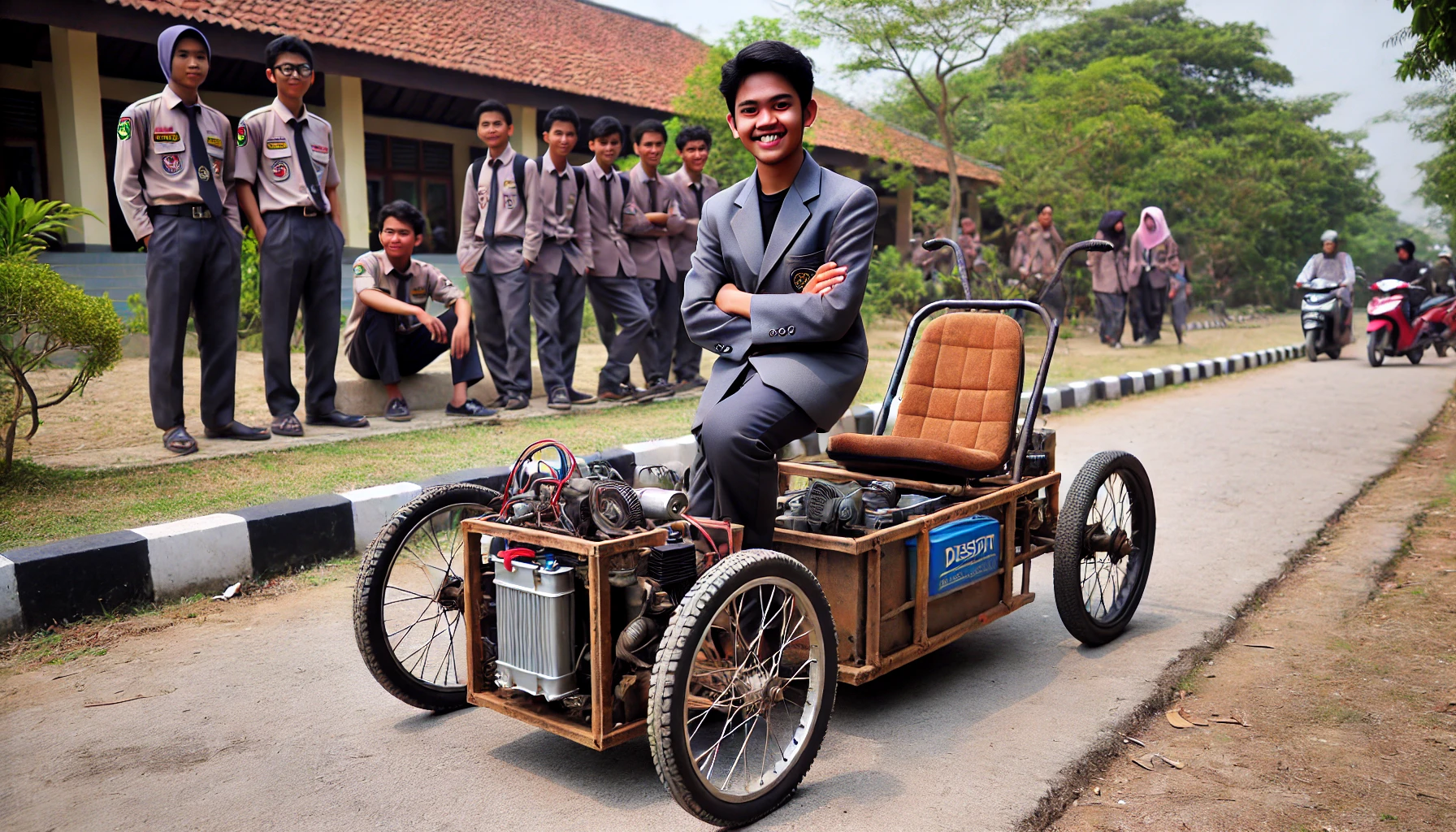 Anak Muda Ciptakan Prototipe Mobil Listrik dari Barang Bekas